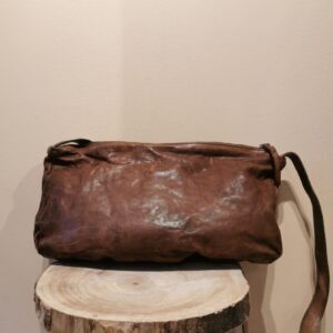 BODY BAG SOHOBAGS TRESSE' PELLE CERATO CACAO MADE IN ITALY
