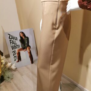 Pantalone Kartika cropped con cerniera laterale color cammello